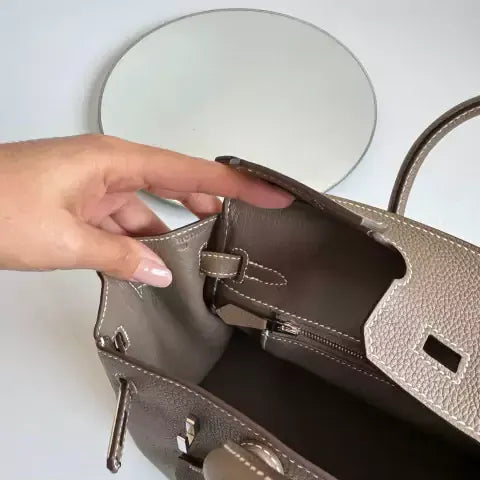 HERMÈS BIRKIN 25 HSS CRAIE/GRIS TOURTERELLE IN TOGO LEATHER WITH BRUSHED GOLD HARDWARE