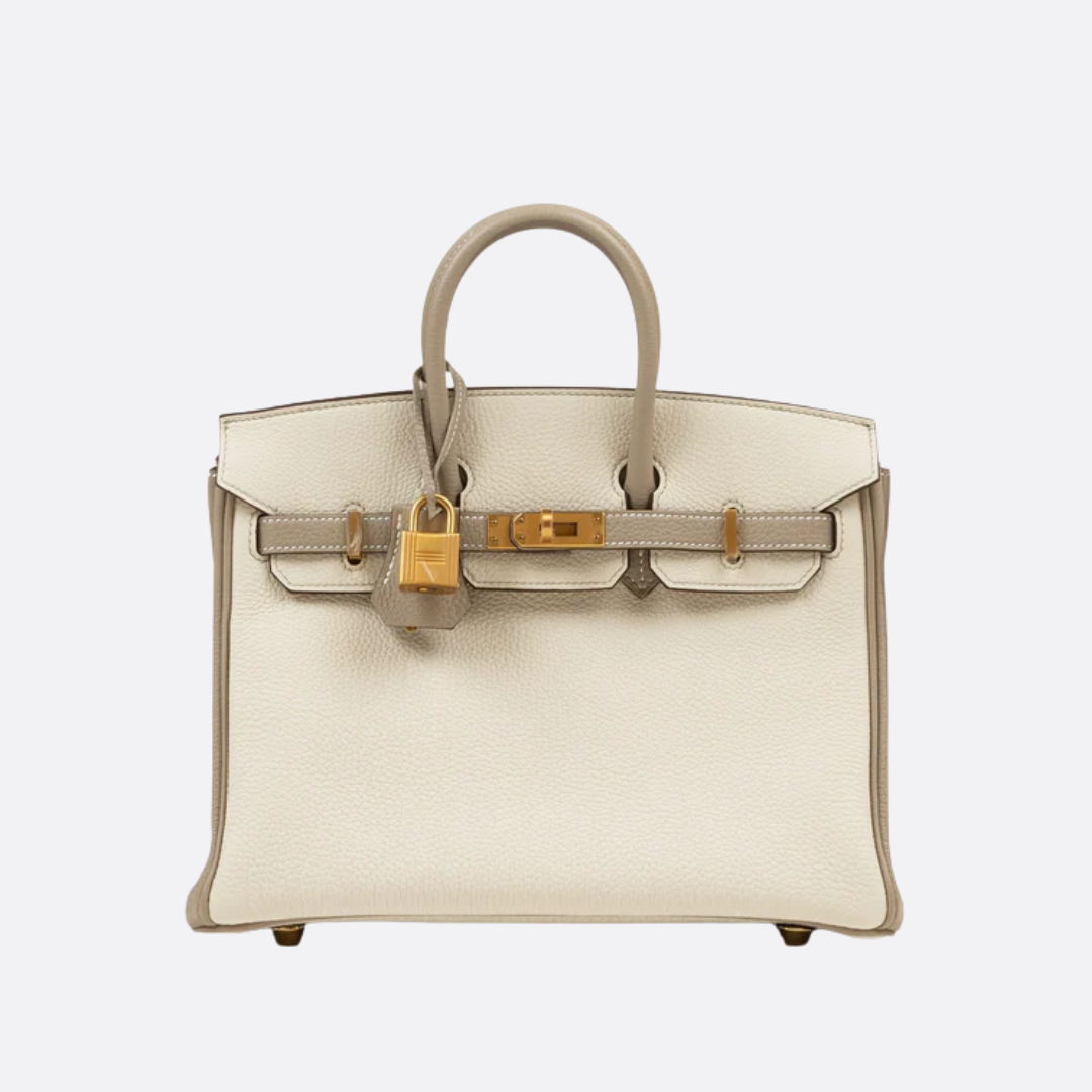 HERMÈS BIRKIN 25 HSS CRAIE/GRIS TOURTERELLE IN TOGO LEATHER WITH BRUSHED GOLD HARDWARE