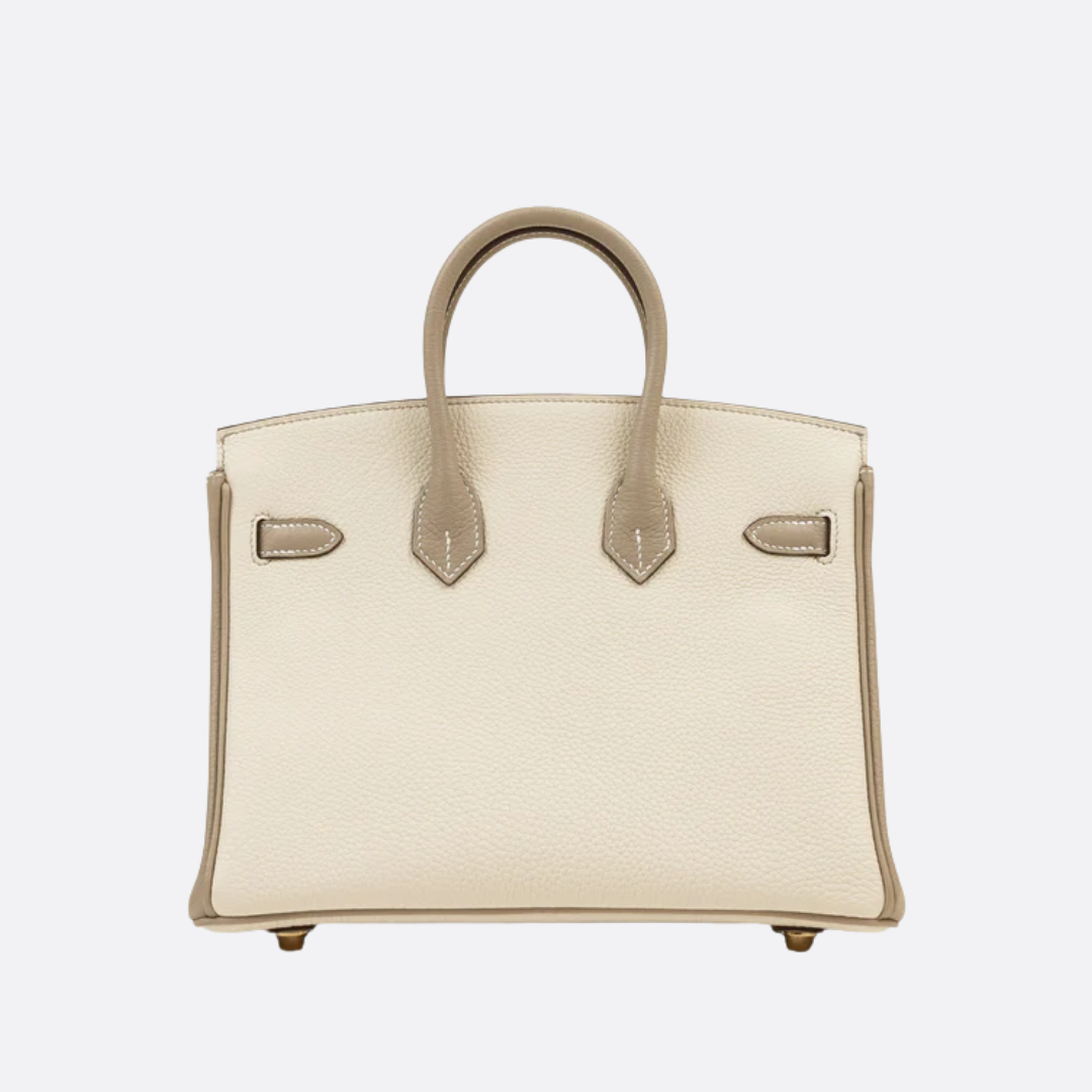 HERMÈS BIRKIN 25 HSS CRAIE/GRIS TOURTERELLE IN TOGO LEATHER WITH BRUSHED GOLD HARDWARE
